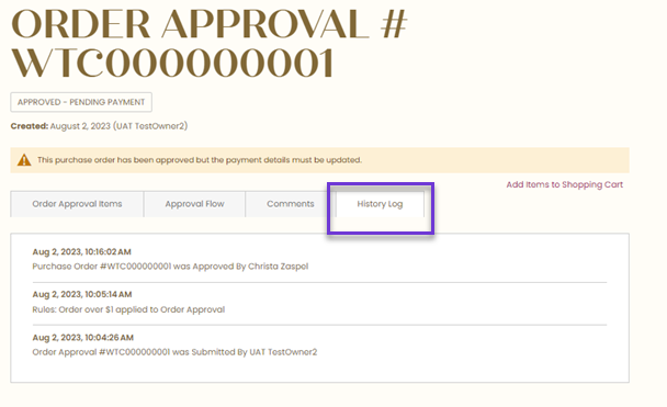 approval history