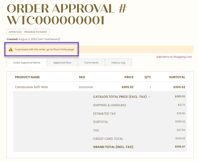 approval order